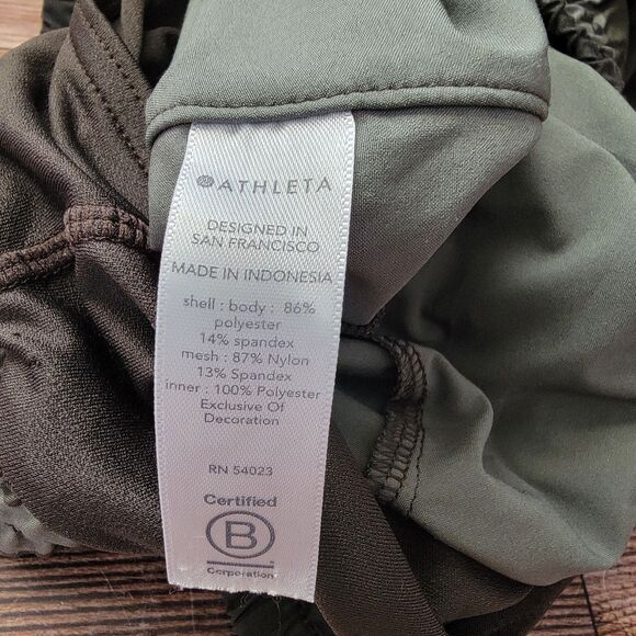 Athleta Printed Mesh Racer Run Shorts 4" Green Camo Athletic Running Womens Sz S - Picture 10 of 12